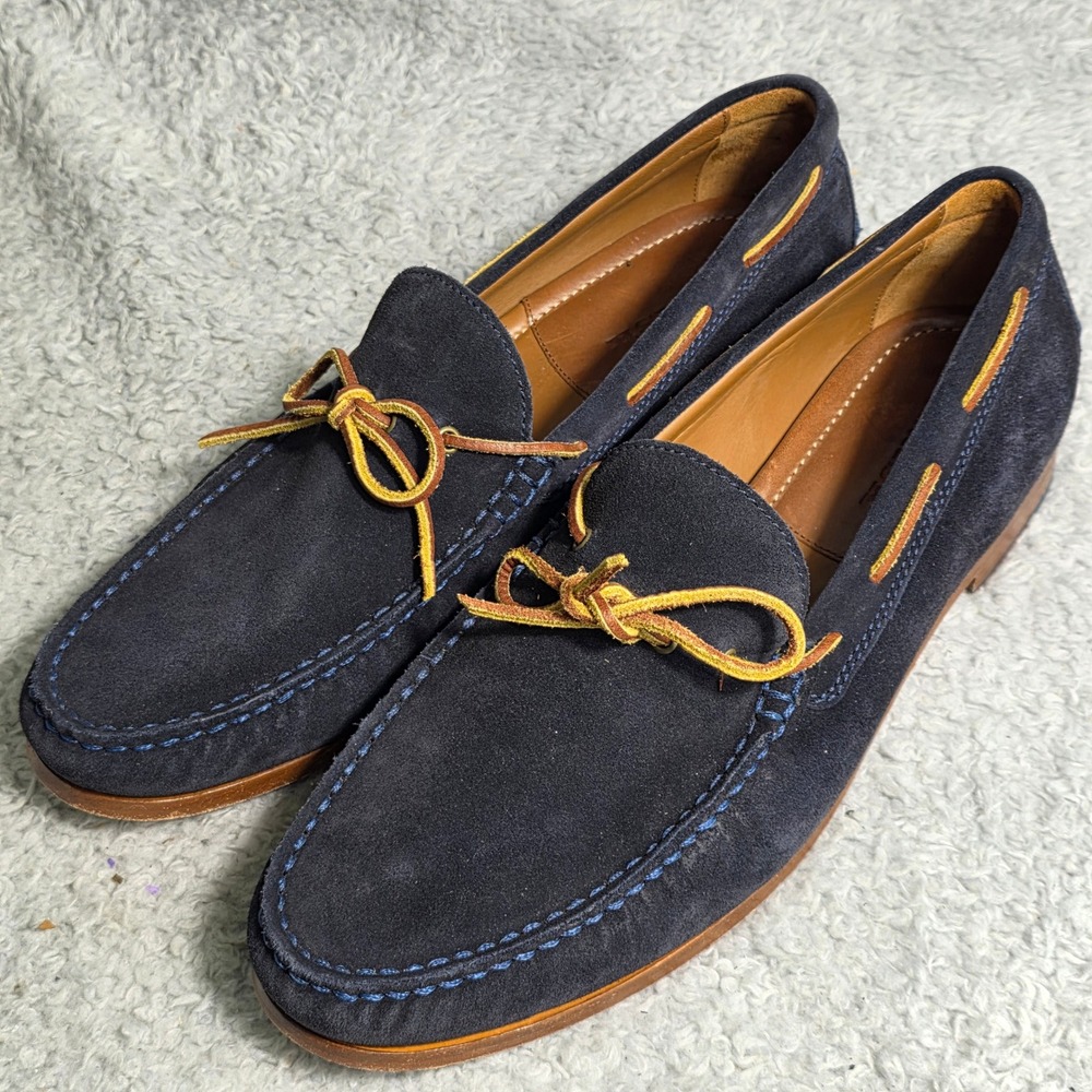 H.S.Trask Sullivan‎ Loafers Navy Blue Suede Handsewn Boat Driving Shoes Mens 13M